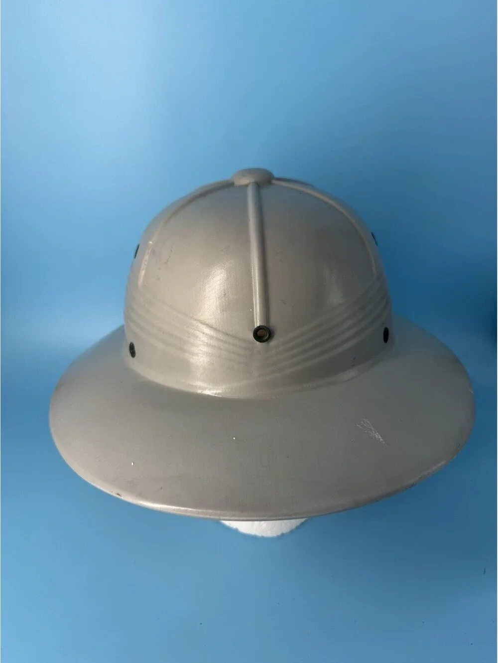 Vintage Golden Elephant Pith Helmet Safari Hat White Rain Sun Costume